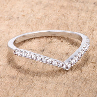 Thumbnail for .22Ct Rhodium Chevron Ring with CZ