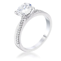 Thumbnail for 1.4Ct Contemporary Dainty Rhodium Plated Clear CZ Engagement Ring