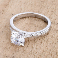 Thumbnail for 1.4Ct Contemporary Dainty Rhodium Plated Clear CZ Engagement Ring