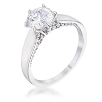 Thumbnail for 1.56Ct Contemporary Rhodium Plated CZ Solitaire Ring