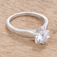 Thumbnail for 1.56Ct Contemporary Rhodium Plated CZ Solitaire Ring