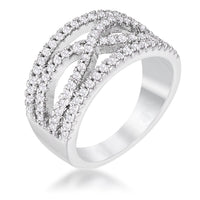 Thumbnail for .4Ct Rhodium Plated Classic Twist Wide CZ Ring