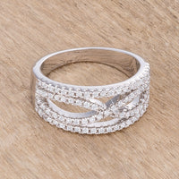 Thumbnail for .4Ct Rhodium Plated Classic Twist Wide CZ Ring