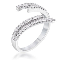 Thumbnail for 1.12Ct Delicate Rhodium Plated CZ Wrap Ring