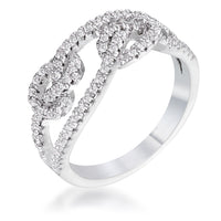 Thumbnail for 1.15Ct Rhodium Plated CZ Pave Double Knot Ring