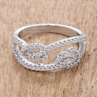 Thumbnail for 1.15Ct Rhodium Plated CZ Pave Double Knot Ring