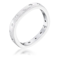 Thumbnail for .23Ct Rhodium Plated Cz Speckled Square Shaped Stackable Band
