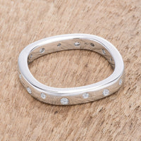 Thumbnail for .23Ct Rhodium Plated Cz Speckled Square Shaped Stackable Band