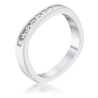 Thumbnail for .9Ct Channel Set Princess Cut Rhodium Plated Square Shaped Stackable Band
