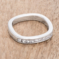 Thumbnail for .9Ct Channel Set Princess Cut Rhodium Plated Square Shaped Stackable Band