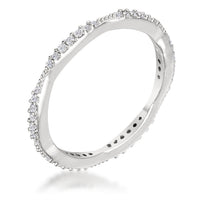 Thumbnail for .42Ct Dainty 18k Rhodium Plated Micro Pave CZ Stackable Eternity Ring