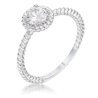Thumbnail for .45Ct Rhodium Plated Mini Twisted Rope CZ Solitaire Ring