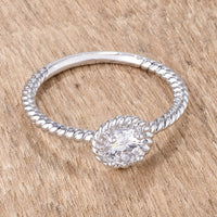 Thumbnail for .45Ct Rhodium Plated Mini Twisted Rope CZ Solitaire Ring