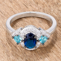 Thumbnail for 1.3Ct Rhodium and Hematite Plated Shades of Blue CZ Three Stone Engagement Ring