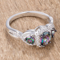 Thumbnail for 1.43Ct Rhodium & Hematite Plated Mystic & Clear CZ Three Stone Twisted Shank Ring