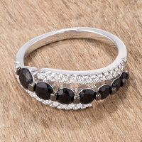 Thumbnail for 1.06Ct Rhodium & Hematite Plated Graduated Black & Clear CZ Half Eternity Ring