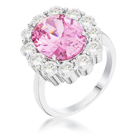 Thumbnail for 11.5Ct Rhodium Plated Pale Pink Oval Blossom Ring