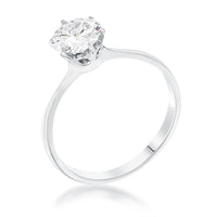 Thumbnail for 1 Carat Single Stone CZ Rhodium Classic Solitaire Ring
