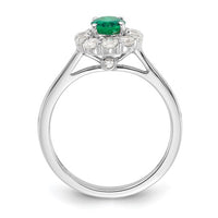 Thumbnail for 14-karat WG Cr. Oval Emerald & Lab Grown Dias Fashion Ring