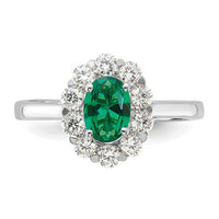 Thumbnail for 14-karat WG Cr. Oval Emerald & Lab Grown Dias Fashion Ring