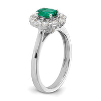 Thumbnail for 14-karat WG Cr. Oval Emerald & Lab Grown Dias Fashion Ring