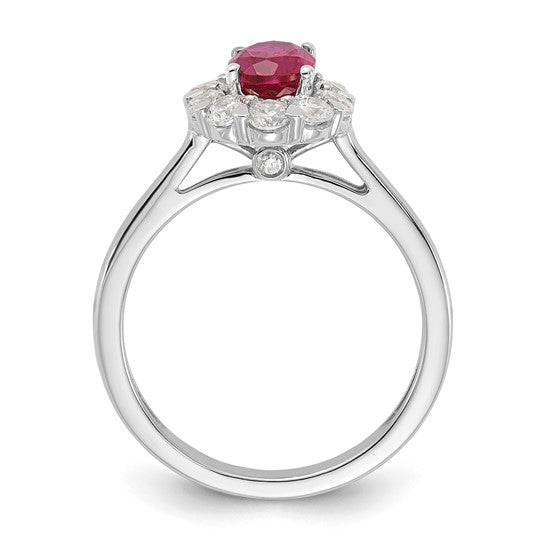 14k WG Cr. Oval Ruby & Lab Grown Dias Fashion Ring