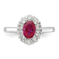 Thumbnail for 14k WG Cr. Oval Ruby & Lab Grown Dias Fashion Ring