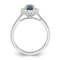 Thumbnail for 14-karat WG Cr. Oval Blue Sapphire & Lab Grown Dias Fashion Ring