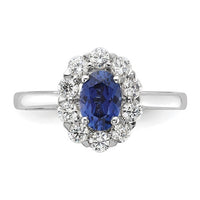Thumbnail for 14-karat WG Cr. Oval Blue Sapphire & Lab Grown Dias Fashion Ring