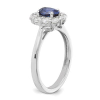 Thumbnail for 14-karat WG Cr. Oval Blue Sapphire & Lab Grown Dias Fashion Ring