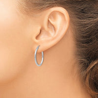 Thumbnail for 14karat White Gold Diamond-cut 2mm Round Tube Hoop Earrings