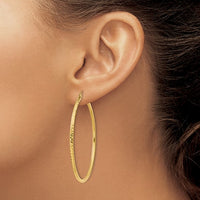 Thumbnail for 14karat Diamond-cut 2mm Round Tube Hoop Earrings
