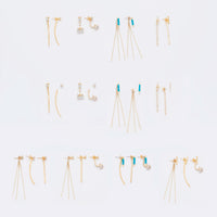 Thumbnail for 14 Karat Gold Plated Multishape CZ Front Back Earrings
