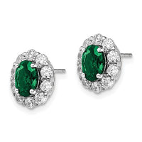 Thumbnail for 14-karat Created Oval Emerald & Lab Grown Fashion Earrings