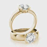 14 Karat Yellow gold Half-Bezel Engagement Ring Mounting