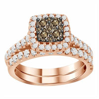 Thumbnail for LADIES RING 1 1/2 CT WHITE/CHOCOLATE ROUND DIAMOND 14K ROSE GOLD