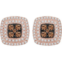 Thumbnail for LADIES EARRINGS 3/4 CT WHITE/CHOCOLATE ROUND DIAMOND 10K ROSE GOLD