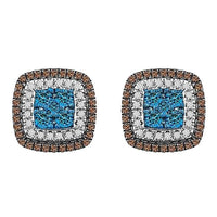 Thumbnail for LADIES EARRINGS 3/4 CT WHITE/BLUE/CHOCOLATE ROUND DIAMOND 10K ROSE GOLD