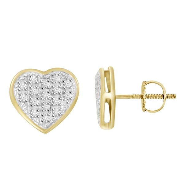 MEN'S YUVA  EARRINGS 1/10 CT ROUND DIAMOND 10K YELLOW GOLD