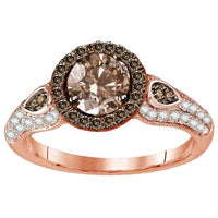 Thumbnail for LADIES RING 1/2 CT WHITE/CHOCOLATE ROUND DIAMOND 14K ROSE GOLD