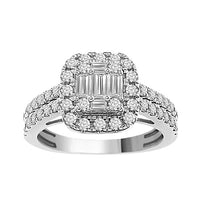 Thumbnail for LADIES RING 1 CT ROUND/BAGUETTE DIAMOND 14K WHITE GOLD