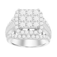 Thumbnail for LADIES RING 3 CT ROUND/BAGUETTE DIAMOND 10K WHITE GOLD
