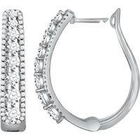 Thumbnail for LADIES HOOPS EARRING 1/2 CT ROUND DIAMOND 10K WHITE GOLD