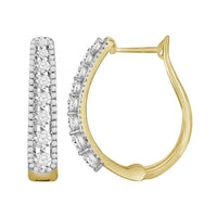 Thumbnail for LADIES HOOPS EARRING 1 CT ROUND DIAMOND 10K YELLOW GOLD