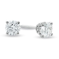 Thumbnail for LADIES SOLITAIRE EARRINGS 3/4 CT ROUND DIAMOND 14K WHITE GOLD