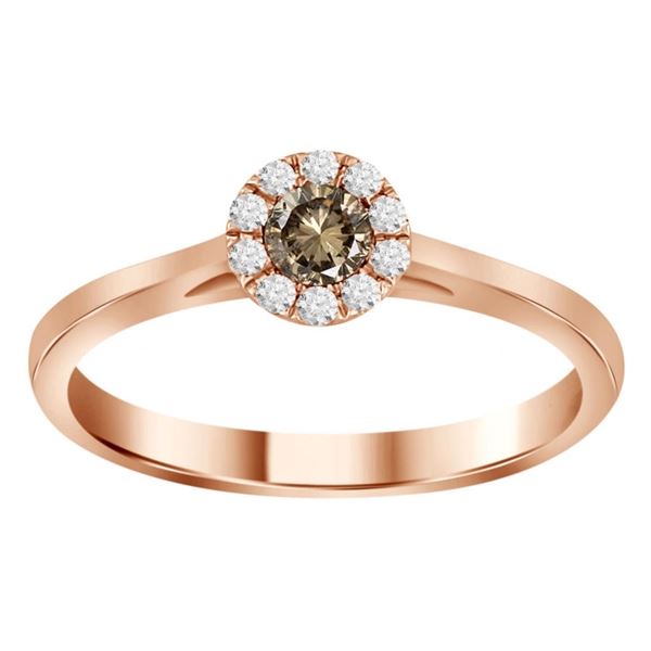 LADIES RING 1/4 CT ROUND/CAPPUCCINO 14K ROSE GOLD
