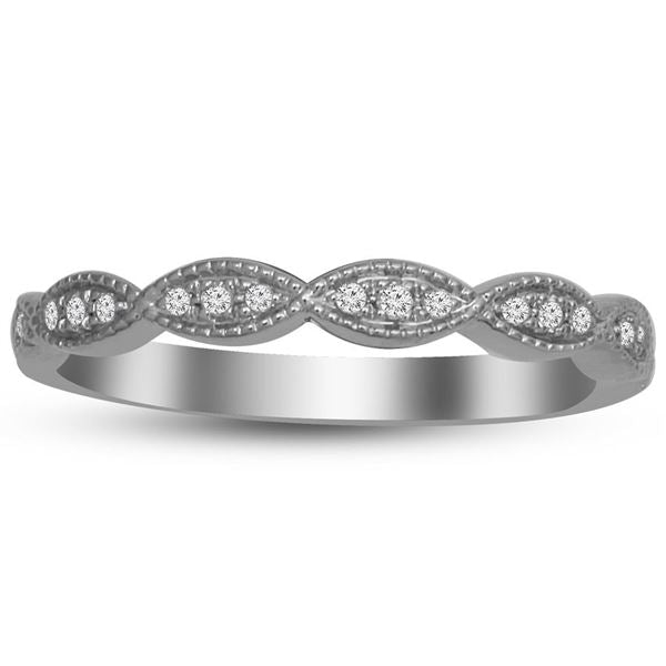 LADIES STACKABLE RINGS 1/15 CT ROUND DIAMOND 14K WHITE GOLD