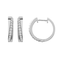 Thumbnail for LADIES HOOPS EARRING 1/2 CT ROUND DIAMOND 10K WHITE GOLD
