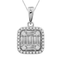 Thumbnail for LADIES EARRINGS 1/2 CT ROUND/BAGUETTE DIAMOND 14K WHITE GOLD