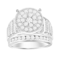 Thumbnail for LADIES RING 2 CT ROUND/BAGUETTE DIAMOND 10K WHITE GOLD